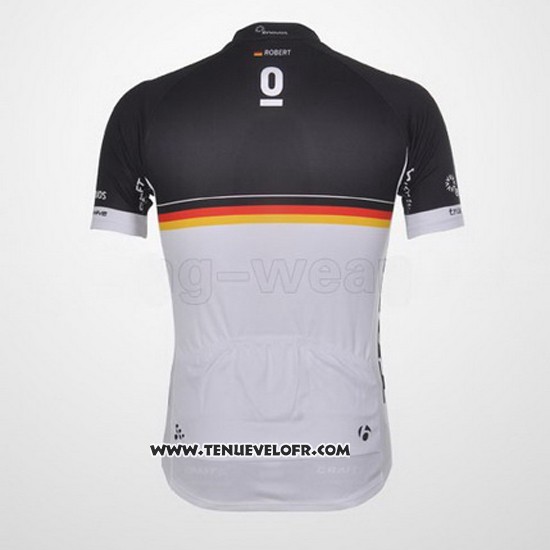 2011 Maillot Ciclismo Trek Leqpard Champion Allemagne Noir et Jaune Manches Courtes et Cuissard